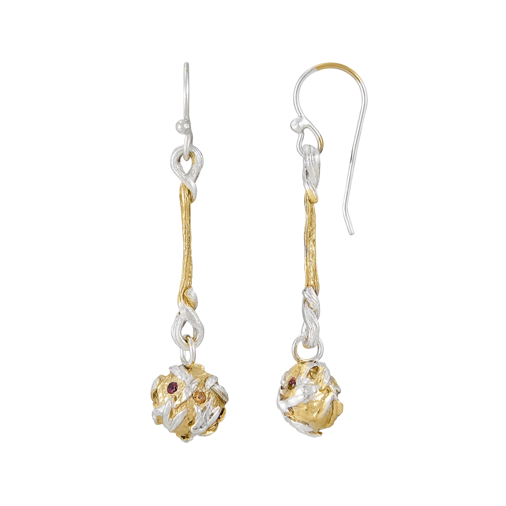 Globo Silver, Gold Vermeil and Sapphire Earrings